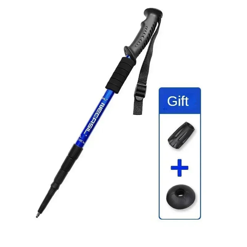 1-pack aluminum alloy telescopic trekking poles ultra-light shock-absorbing walking poles trekking poles
