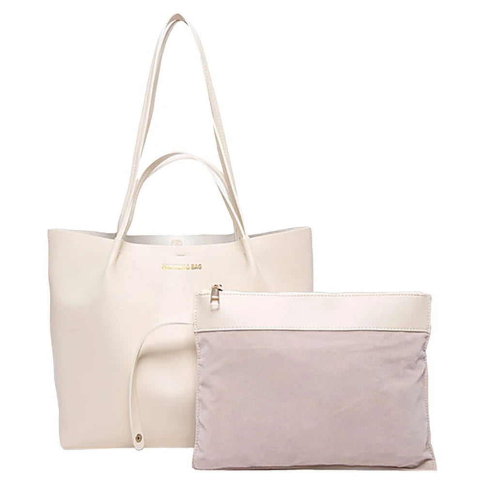 Women PU Shoulder Bag Stylish Single Shoulder Bag Large Capacity Trendy Tote Handbag with Pouch Chic Hobo Bag Simple Work Bag