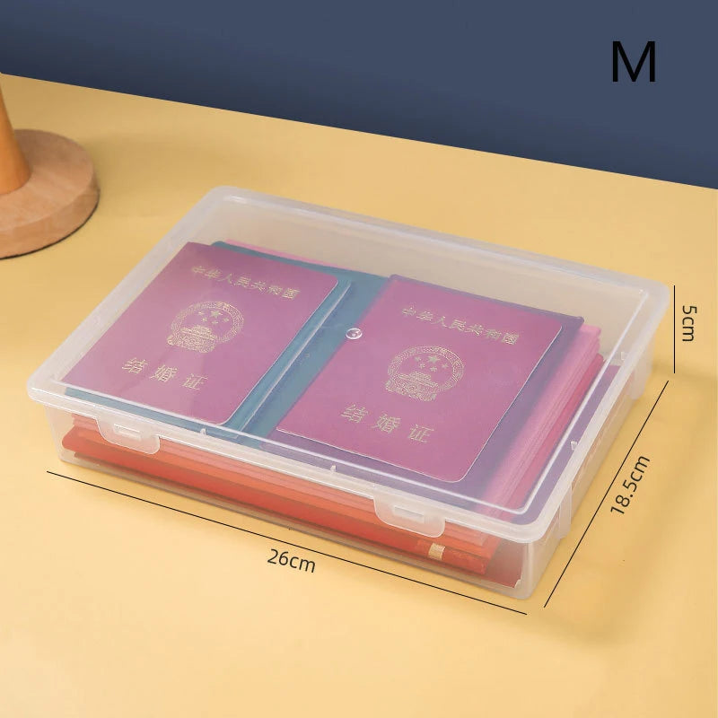 Plastic File Storage Box Organization Transparent Square Storage Box A4 Organization Box Desktop Dust-proof Storage Box