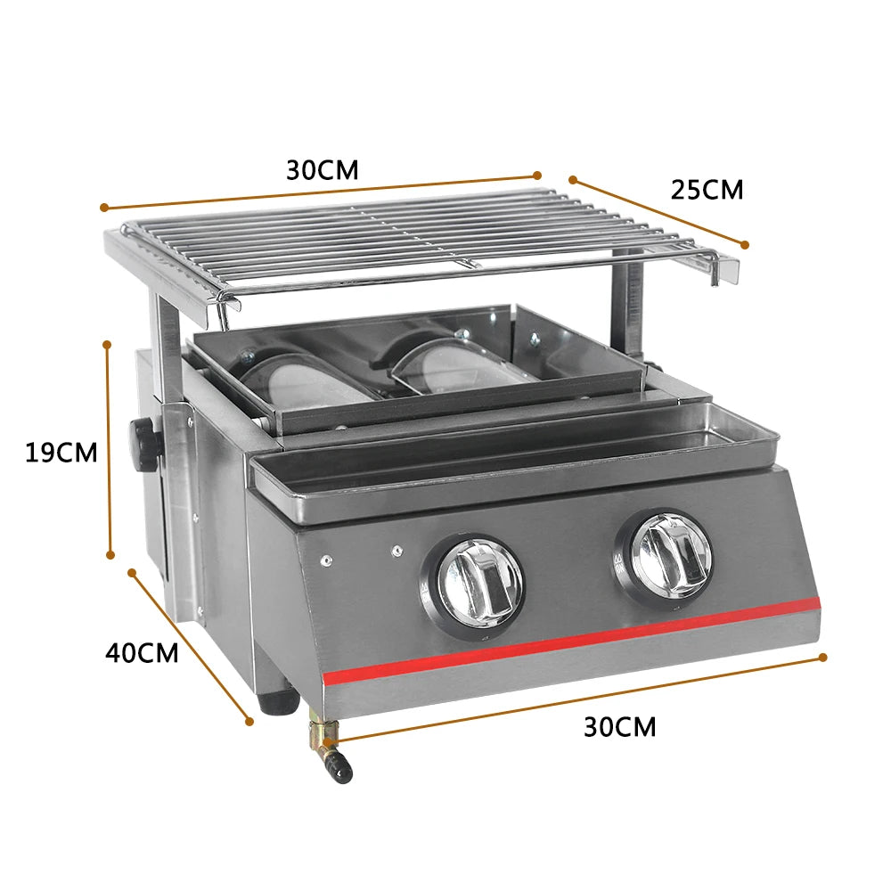 ITOP Small Portable 2 Burners BBQ Grill Gas LPG Griddle Barbecue Tools Adjustable Height For Outdoor Picnic Barbecue With CE