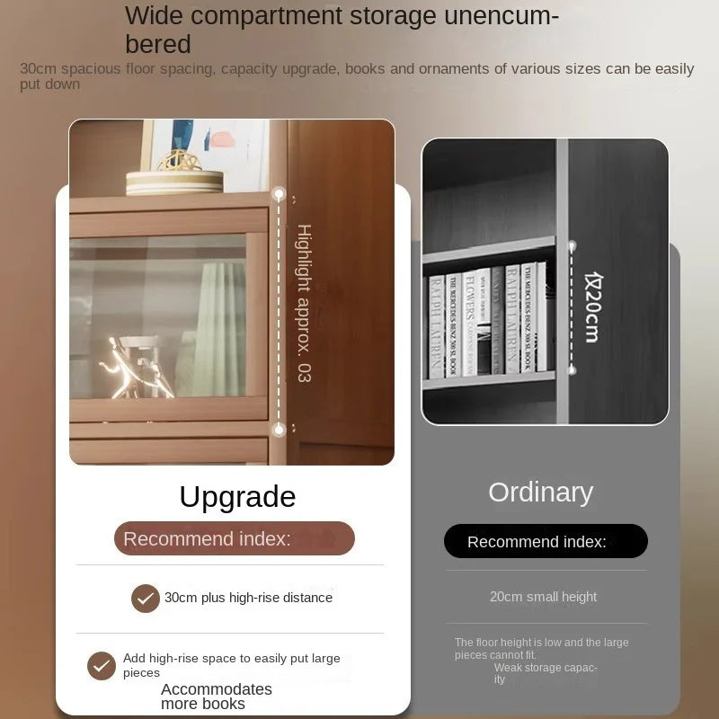 Bookshelf, bookcase, dust-proof floor-standing storage rack, household children and students storage rack with doors