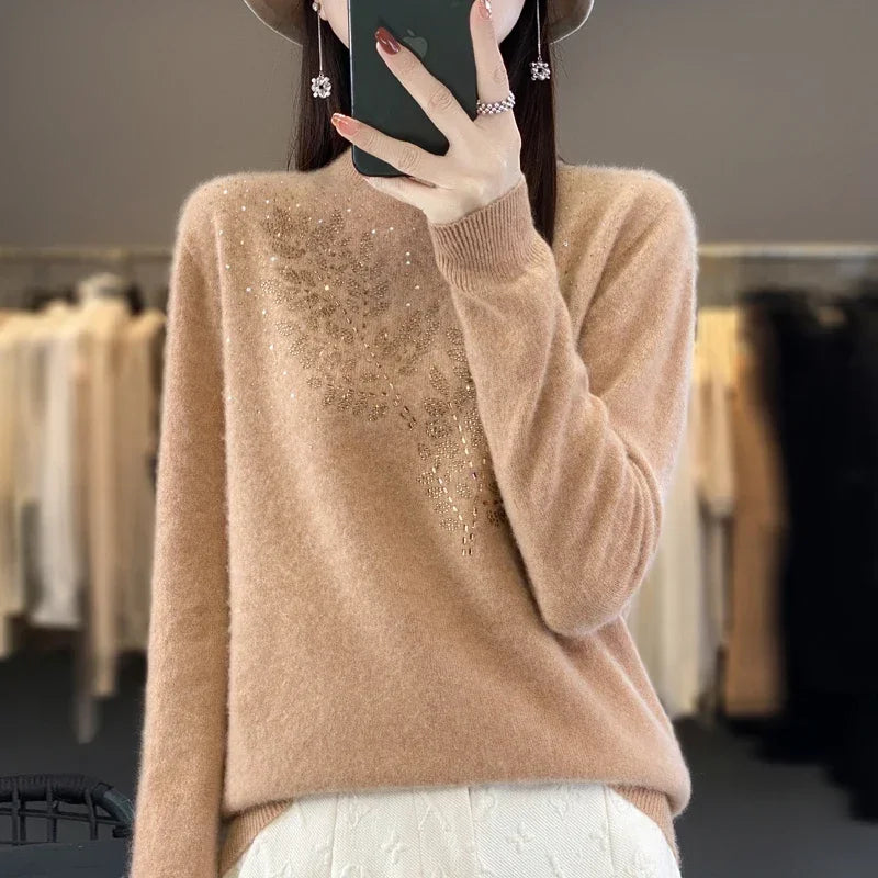 Women Sweaters Thick Warm Autumn Winter Mock Neck Fashion Pullovers Long Sleeve Basic Jumper Knit Bottoming Shirt Korean Sweater