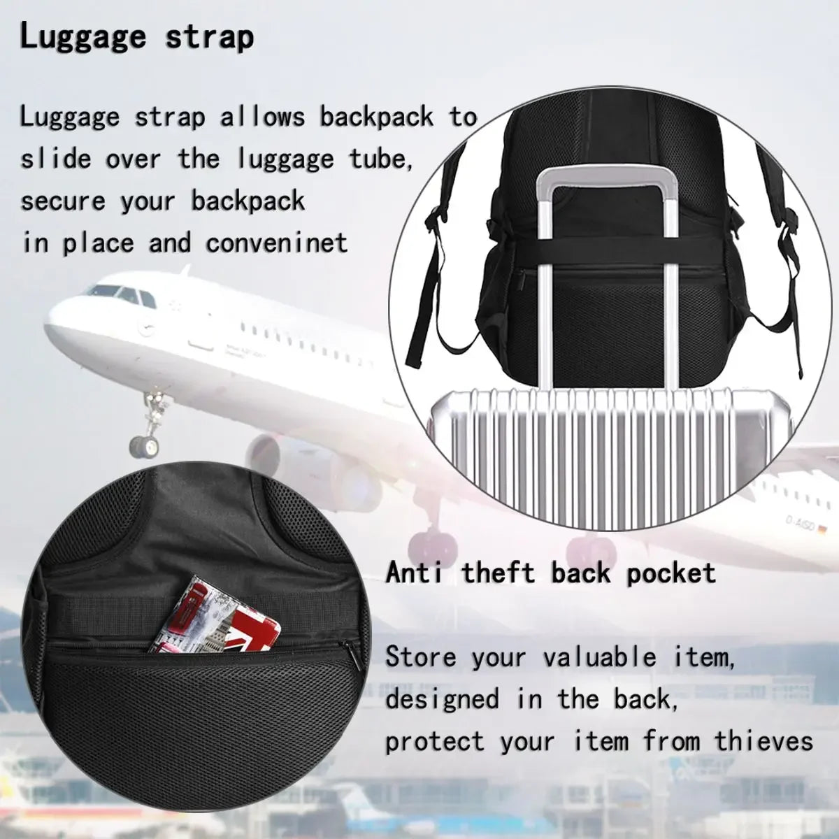 Israel F.C MHFC Large Durable Travel Laptop Backpack Water Resistant Bag with USB Charging Port Business Daypack for Women Men