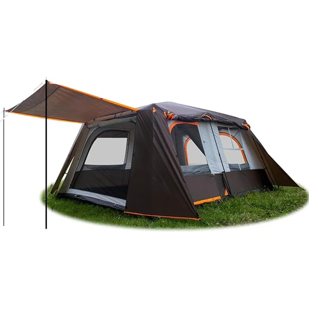 Extra Large Tent 10-12 Person(A),Family Cabin Tents,2 Rooms,3 Doors and 3 Windows with Mesh Straight Wall Waterproof, Large Tent
