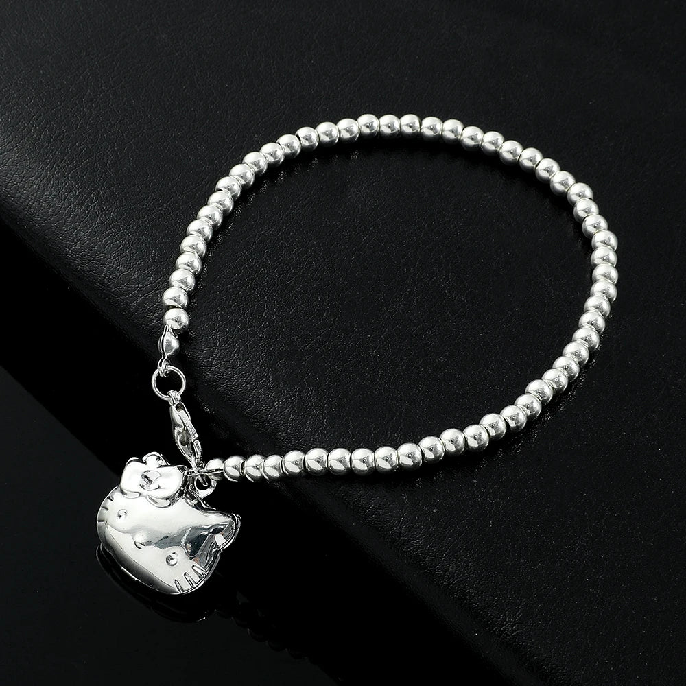 Kawaii Sanrios Hello Kitty Bracelet Kitty Cat Pendant Bracelet for Women Girl Student Gift Can Open