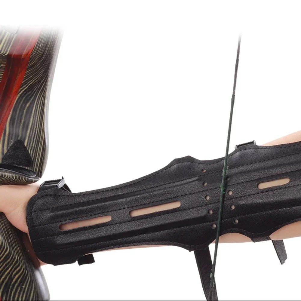 Long Leather Armguard Bow And Arrow Equipment Archery Supplies Lengthened Arm Guard With Holes Leather 30x13cm Protective Gear