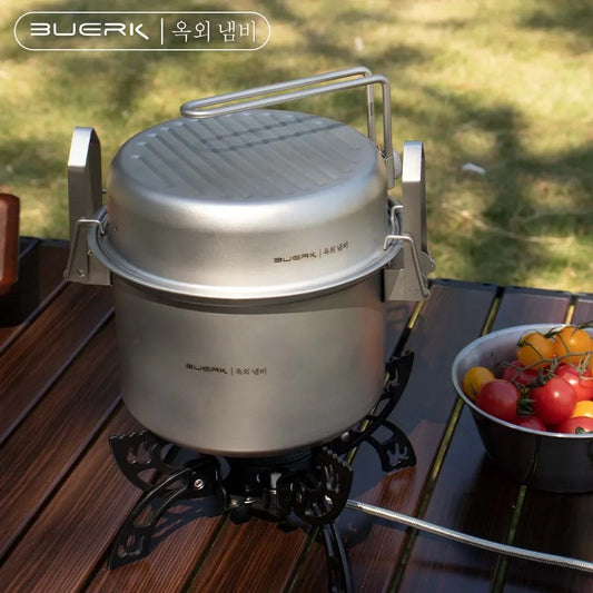 Outdoor Camping Multi Functional Steaming and Frying Pot, Stewed Rice Cooking Tool, 304 Stainless Steel Micro Pressure Cooker