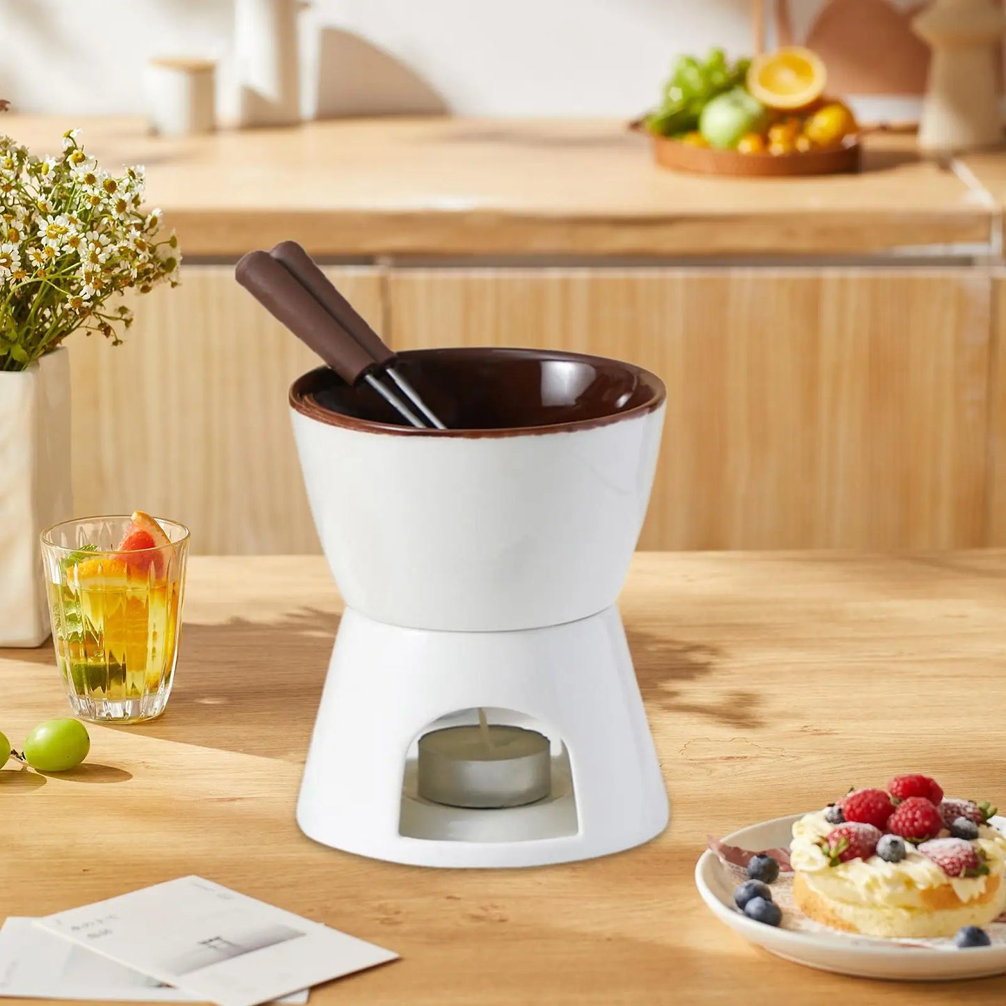 Chocolate Fondue Pot Cooking Cookware Dinner Wedding Dining Caramel 300ml