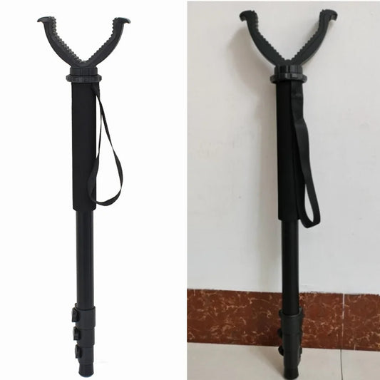 Aluminum Hunting Shooting Accessory V Shaped Rotating Yoke Monopod Telescopic Shooting Stick Hunting Stick with Shoulder Strap