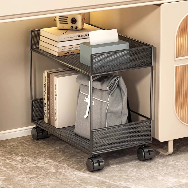 Double Layer Cart Book Storage Cabinet Office Desk Underneath Rolling File Folder Organization Tool Simple Bookshelf Rack