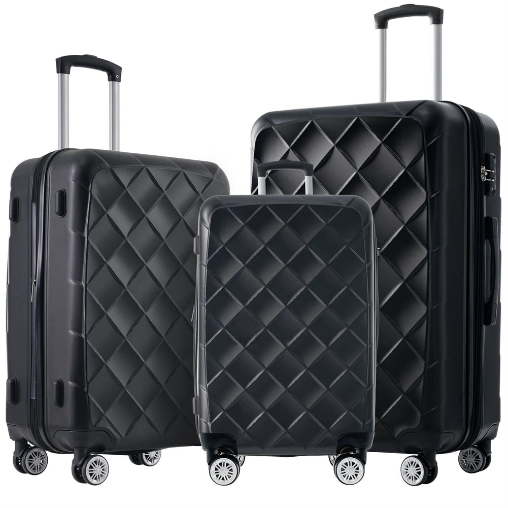 3 Pieces Hardshell Rolling Luggage Sets 20"+24''+28" Spinner Suitcase with TSA Lock Lightweight Luggage For Women Men Travel