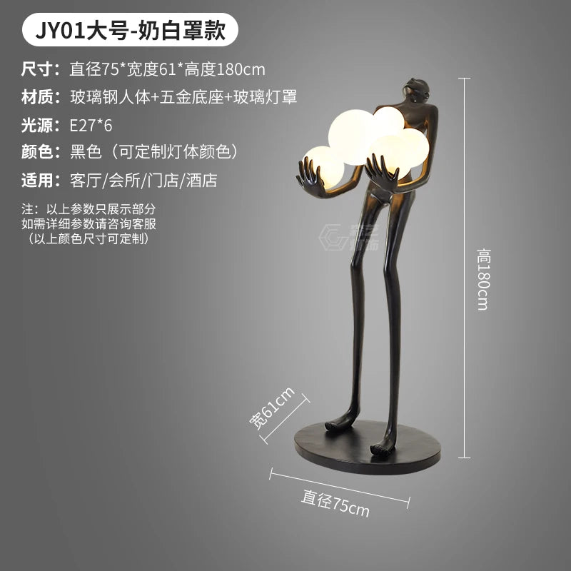 Humanoid Art Sculpture Fall Floor Lamp Living Room Light Luxury Design Sense Modern Creative Modeling Floor Lamp