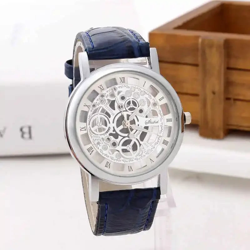 Fashion Hollow Skeleton Watches Men Watches Leather Quartz Wristwatches Cheap Price Dropshipping Relogio Masculino Reloj Hombre