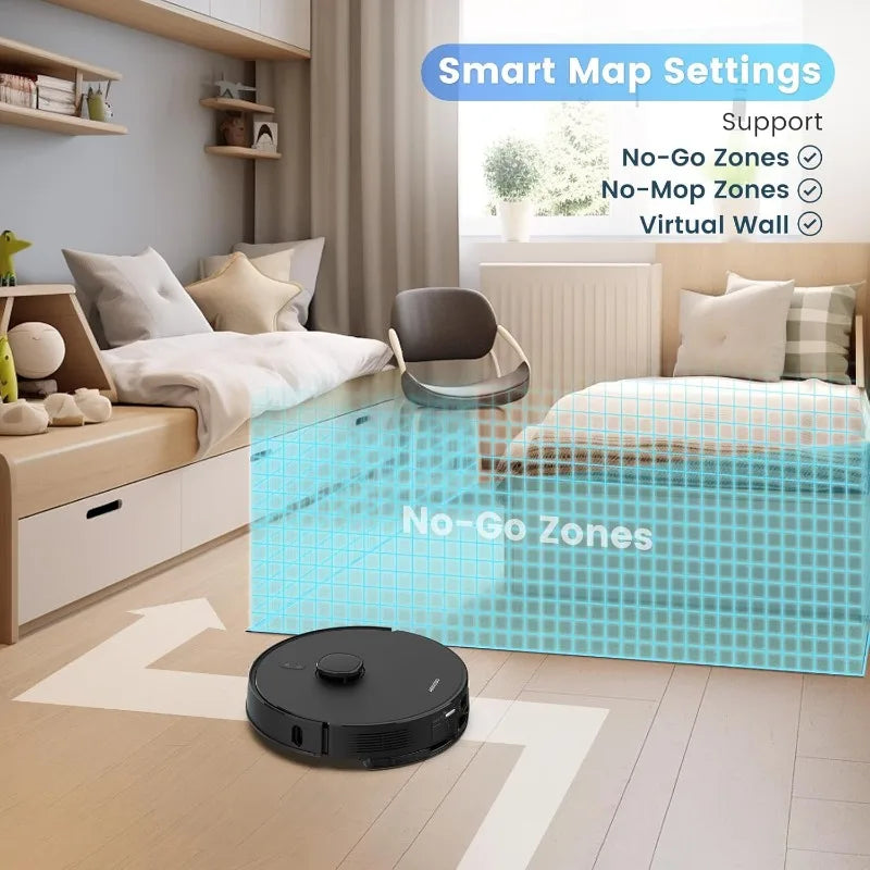 AIRROBO Robot Vacuum and Mop Combo, Self-Emptying, 60-Day Capacity, Home Mapping, Schedule, Wi-Fi/App/Alexa/Remote