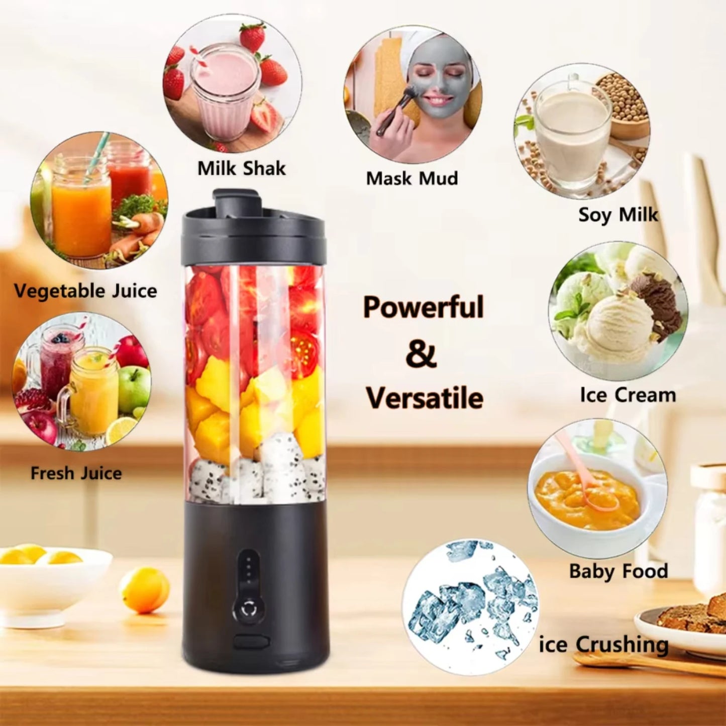 Portable USB Rechargeable Juicer Smoothie Blender Multifunction Machine