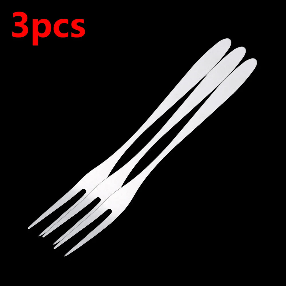 1/3/5Pcs Stainless Steel Fruit Forks Two-toothed Forks Small Cake Forks Western Multifunctional Household Kitchen Accessories