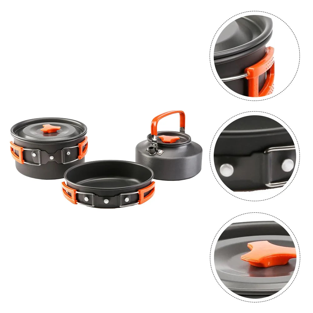 Outdoor Camping Pan Set Griddle Products Backpack Hot Pot Kit Cookware Aluminum Alloy
