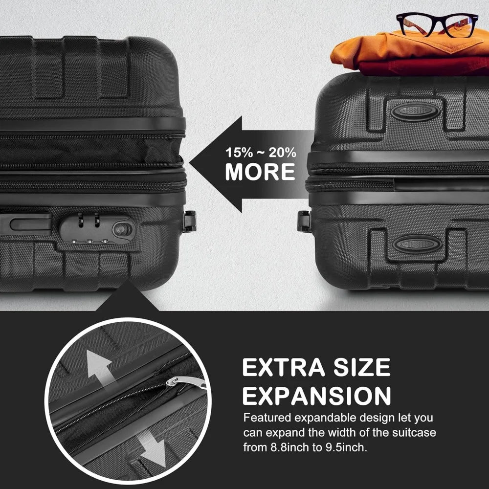 21 Inch Hardside Expandable Carry On Luggage with Spinner Wheels, Lightweight Suitcase Durable Rolling Luggage for Business