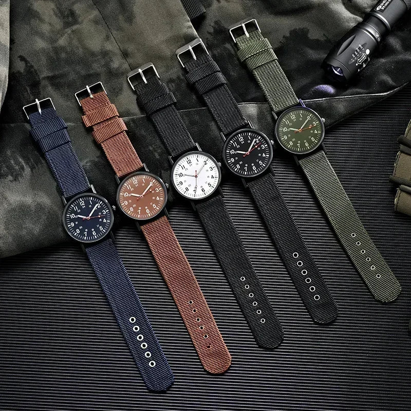 Men's Watches Luminous Shock Resistant Men Sports Watches Canvas Strap Simple Outdoor Quartz Wristwatch for Man Reloj De Hombre