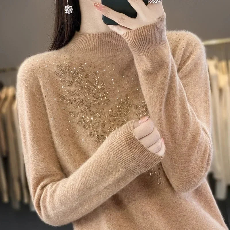 Women Sweaters Thick Warm Autumn Winter Mock Neck Fashion Pullovers Long Sleeve Basic Jumper Knit Bottoming Shirt Korean Sweater