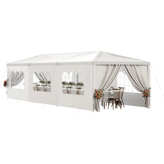 10'x30 'outdoor canopy tent, terrace camping pavilion, gazebo, deli, party wedding tent, with 8 detachable side walls