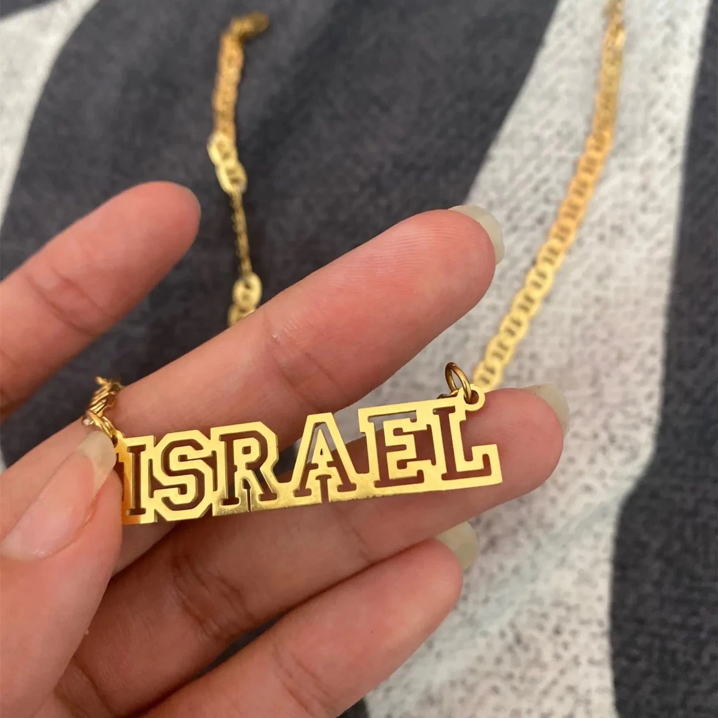 Stainless Steel Gold Choker Custom Name Necklace Personalized Flat Chain Nameplate Necklace for Women Men Jewelry Gifts