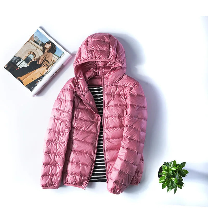New Women Thin Down Jacket White Duck Ultralight Jackets Autumn and Winter Warm Coats M-5XL Portable Outwear Down Jacket Women