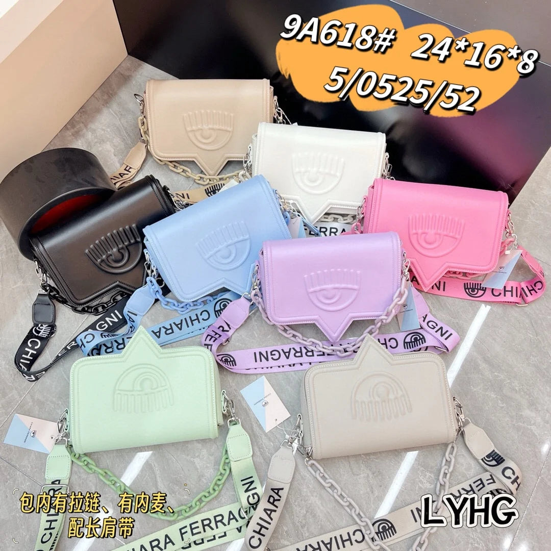 Luxury Brand Designer Bag Women 2024 Hit Embossed Eyes Chain Wide Strap Shoulder Bag Fashion Trend Cute Exquisite Crossbody Bag