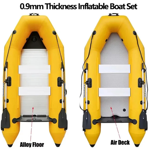 New 0.9mm Thickening Assault Boat with 3 Air Chamber Set 1-6 People Fishing Boat 360° Paddle Seat & Impact Resistant Wear Strips