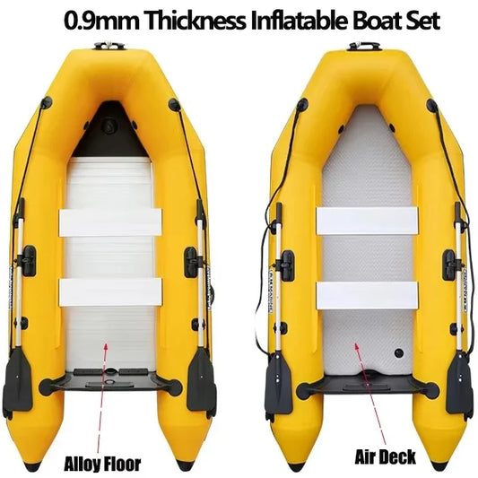 New 0.9mm Thickening Assault Boat with 3 Air Chamber Set 1-6 People Fishing Boat 360° Paddle Seat & Impact Resistant Wear Strips