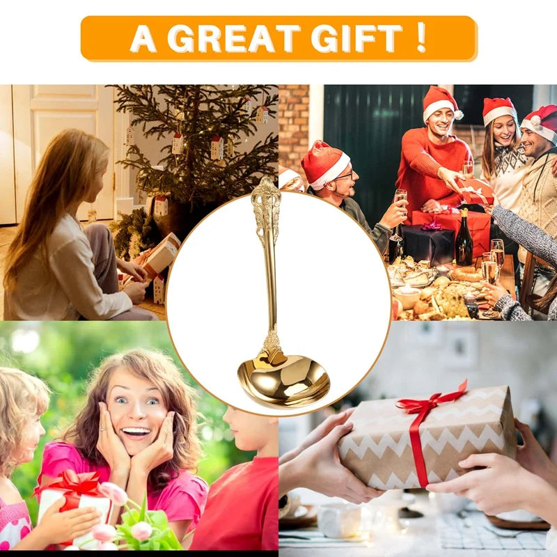 304 Stainless Steel Soup Ladle Cooking Tool Kitchen Accessories Gold Scoop Tablewares Gold Plated Soup Serving Spoon
