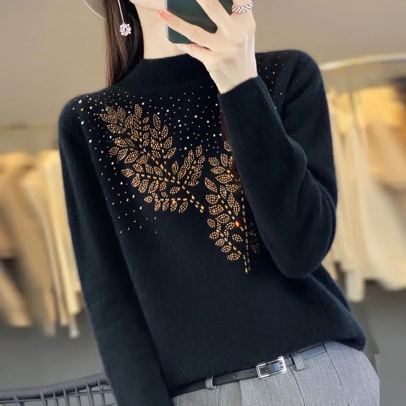 Women Sweaters Thick Warm Autumn Winter Mock Neck Fashion Pullovers Long Sleeve Basic Jumper Knit Bottoming Shirt Korean Sweater