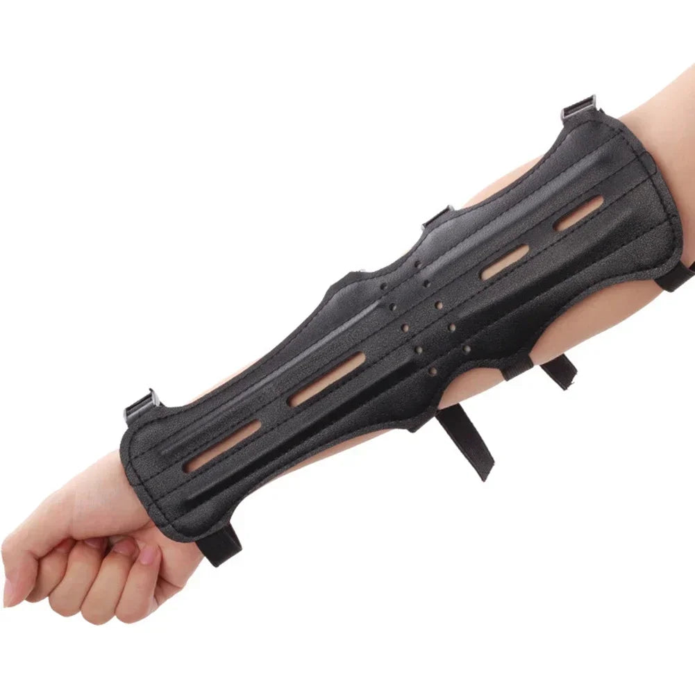 Long Leather Armguard Bow And Arrow Equipment Archery Supplies Lengthened Arm Guard With Holes Leather 30x13cm Protective Gear