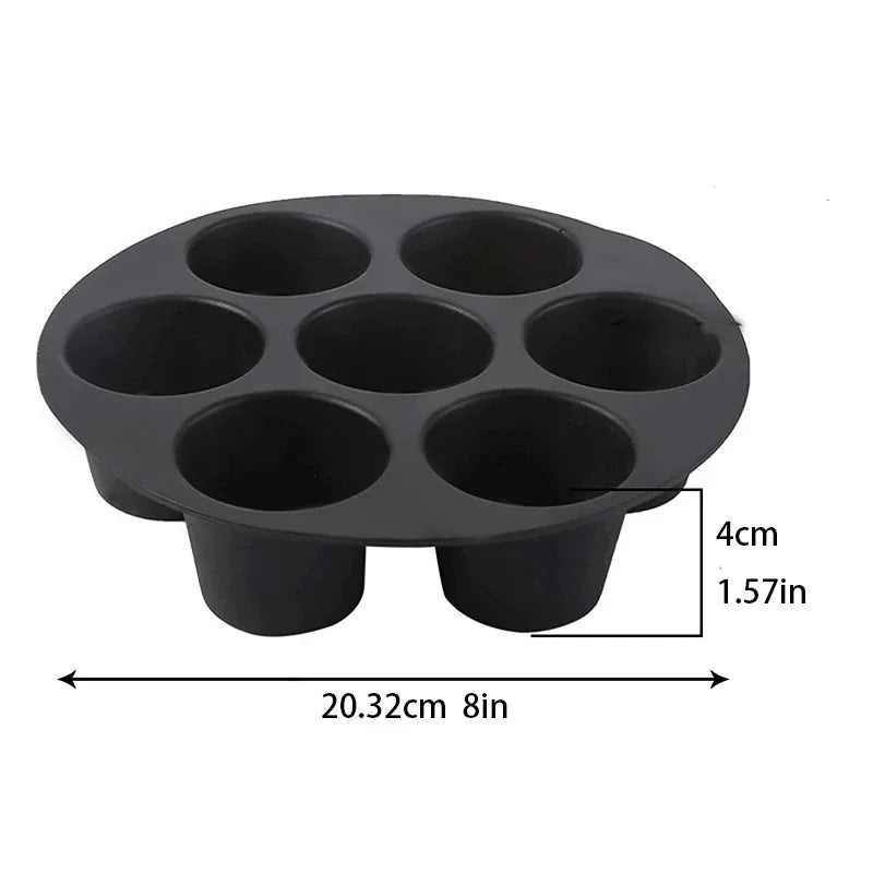 Air Fryer Accessories 7 with Cake Cup Mold Silicone 7 Even Round Muffin Cup Mold Microwave Oven Baking Mold Baking Bakeware Mat