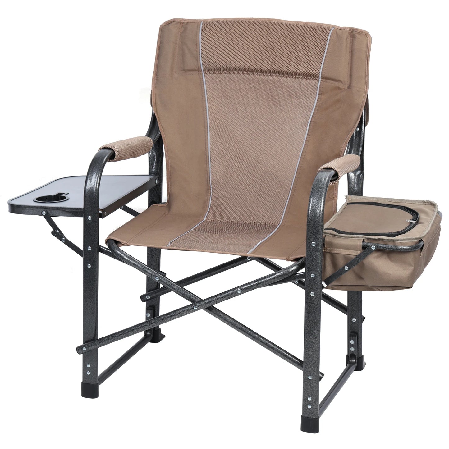 Fishing Chair, Folding Ice Camping Chair for Adults, Outdoor Folding Chair with Cooler Bag and Cup Holder, Director Chair