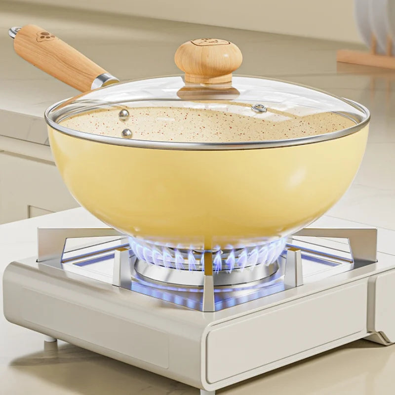 Ceramic Non-stick Frying Pan Household Cooking Pan Not Picky Stove Pan Multi-function Cooking Pan with Cover