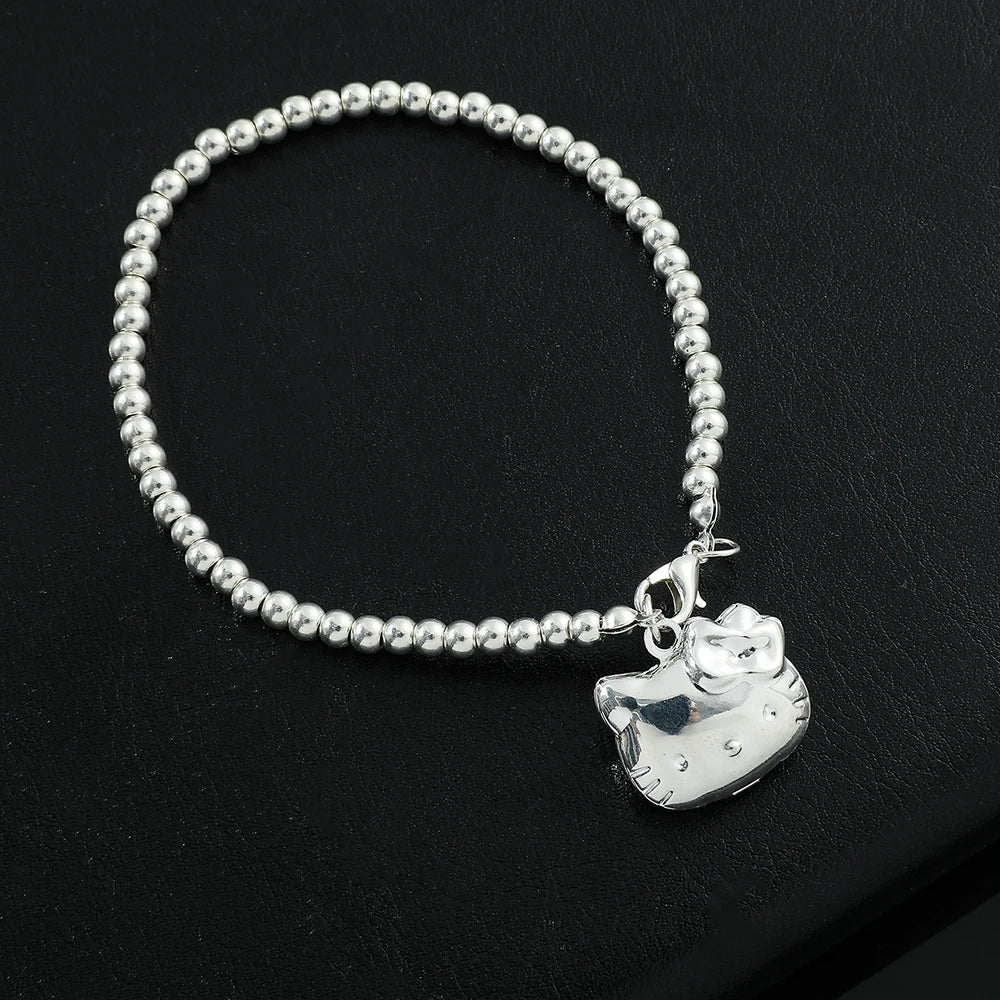 Kawaii Sanrios Hello Kitty Bracelet Kitty Cat Pendant Bracelet for Women Girl Student Gift Can Open
