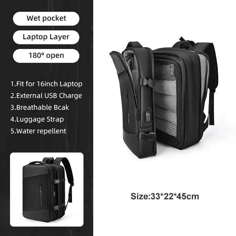 Extendible Travel Backpack Unisex Laptop Bag Women Large Luggage Bags Men's Students Business Trip USB Charge Mochila XA299C