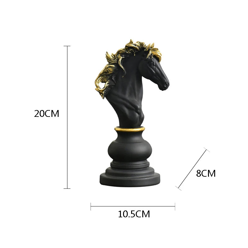 Retro International Chess Figurine for Interior King Knight Sculpture Home Desktop Decor Living Room Decoration