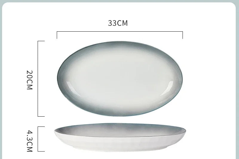 Ceramic Bowl Dish Gift Set Home Advanced Thickened Dish Bowl Cutlery Set Gradient Color Tableware
