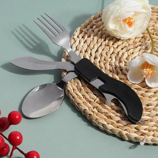 Foldable Tableware Combination Outdoor Portable Camping Set Flatware Kitchen and Home Folding Cutlery Picnic Dining Bar Garden