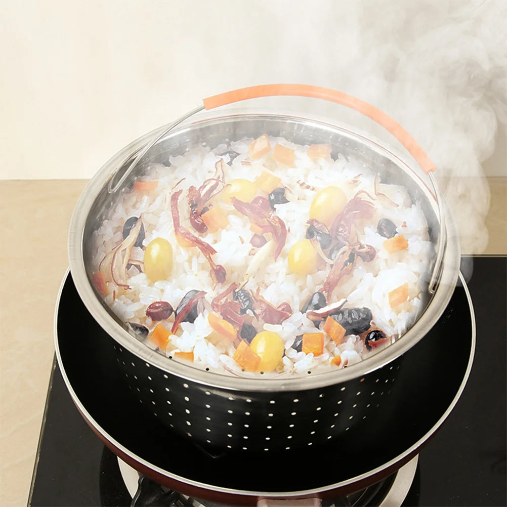 21 5X125CM Steamer for Cooking Cooker Pot Wok Basket Stainless Steel Rice Fruit Cleaning Pressure Household