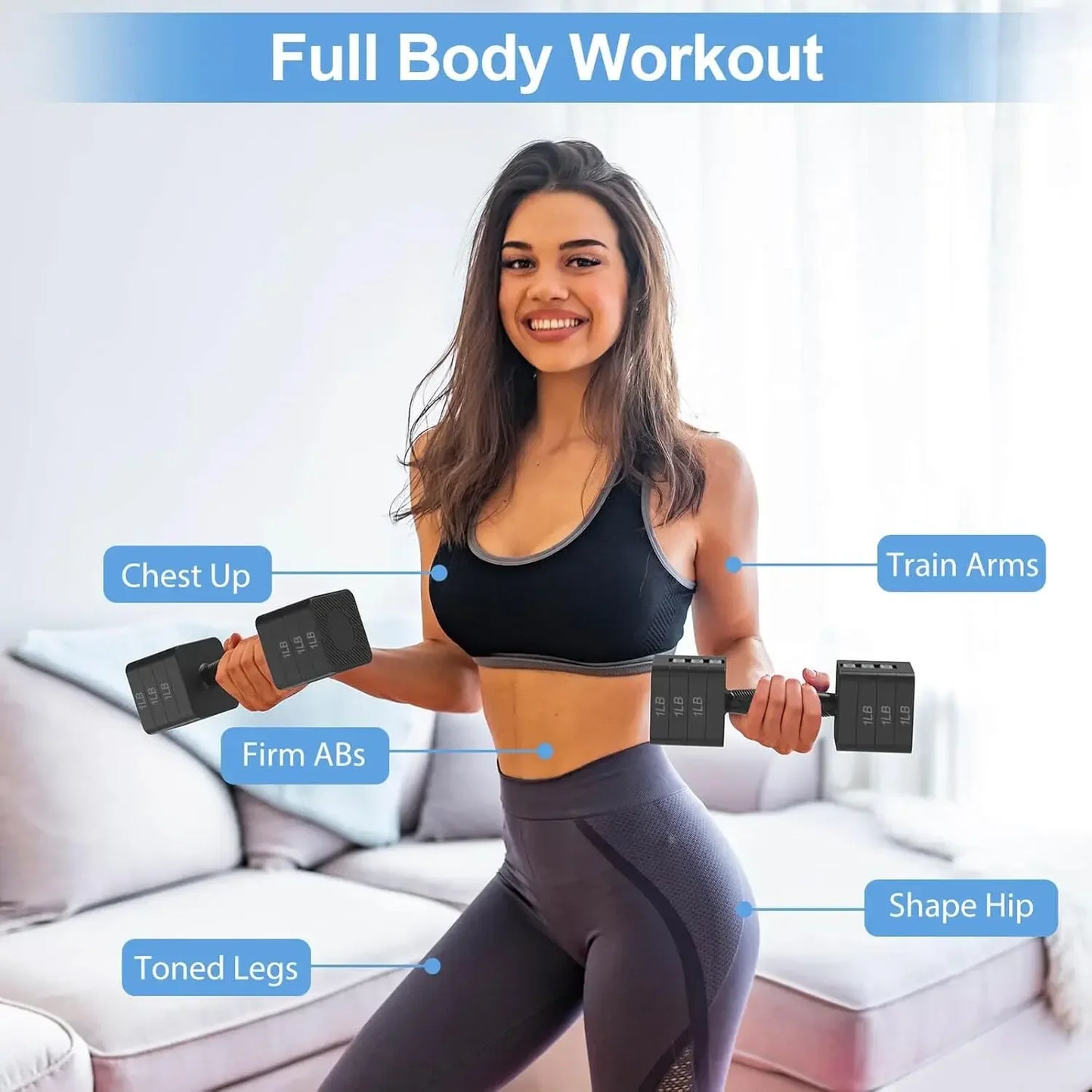 Adjustable Dumbbells Set of 2, Hand Weights Sets with 5 Levels, Adjustable Dumbbells for Women/Men Home Gym Full Body Workout