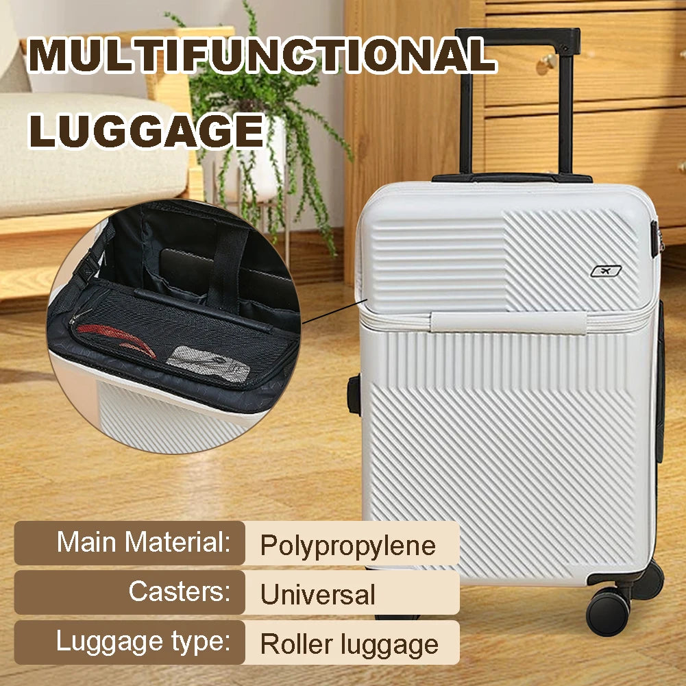 20' Travel Suitcase Hand Rolling Luggage Fashion Men Women's Luggage Trolley Box Wheel Carry-on Luggage USB Charge Boarding Case