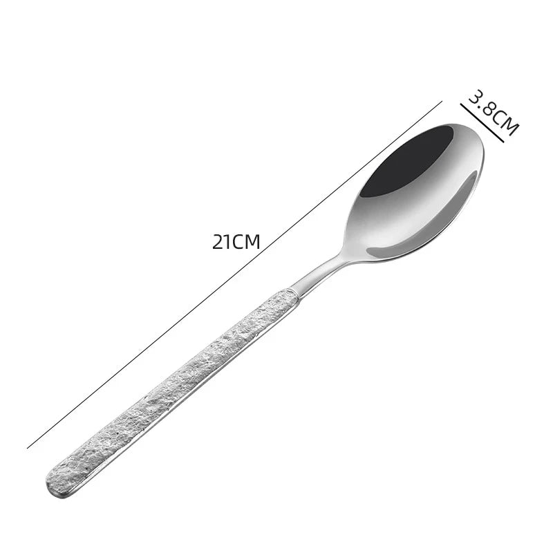 Stone Pattern Handle Stainless Steel Western Dining Spoon Knife Fork Creative Cutlery Set Tableware Kitchen For Home Household