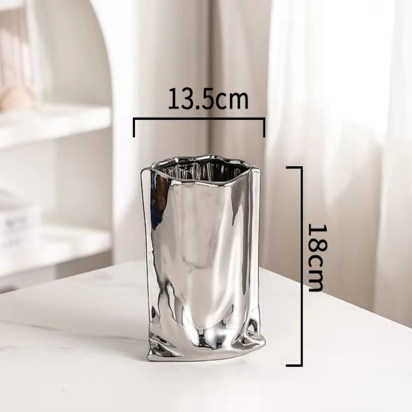 Silver-plated Ceramic Vase  Room   Style Flower Arrangement  Decoration