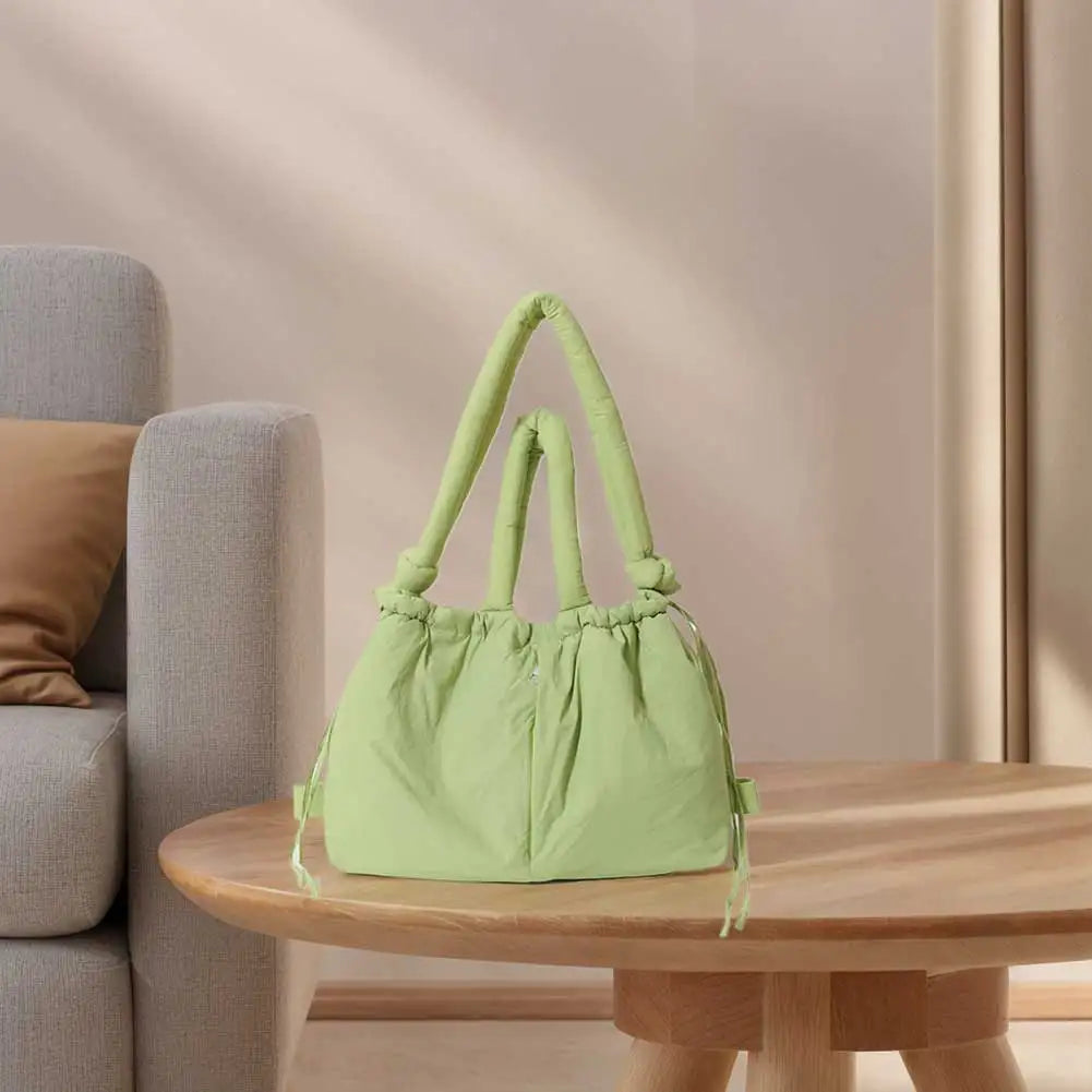 Puffer Tote Bag for Women Adjustable Strap Shoulder Bag Nylon Solid Crossbody Bag Large Puffy Purse for Shopping Travel