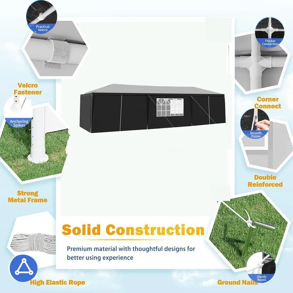 Outdoor CanopyTent Patio Camping Gazebo Shelter Pavilion Cater Party Wedding Tents ForPartieswith6Removable Sidewalls-party Tent