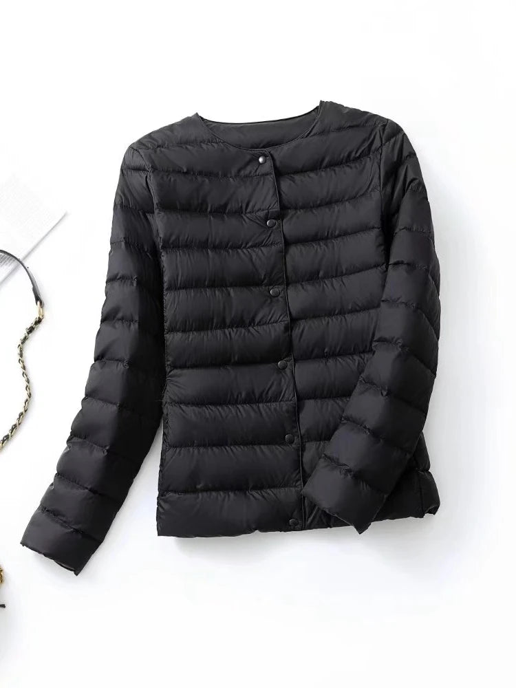 NewBang Matt Fabric Light Jacket Female Ultra Light Down Jacket Women Slim Windbreaker Without Collar Lightweight Warm Coat