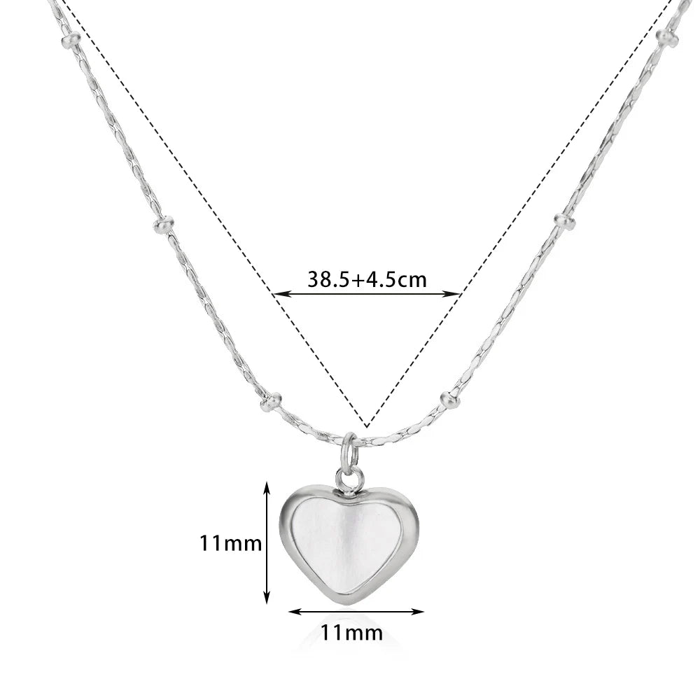 Necklace for Women Stainless Steel Heart Pendant Bead Chain Necklaces Gold Color Choker Trendy Waterproof Jewelry Accessories